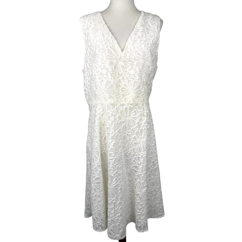 Theory Mariam Portray Lace Fit & Flare Dress Ivory Size 10 Wedding Shower $395 - Picture 2 of 7